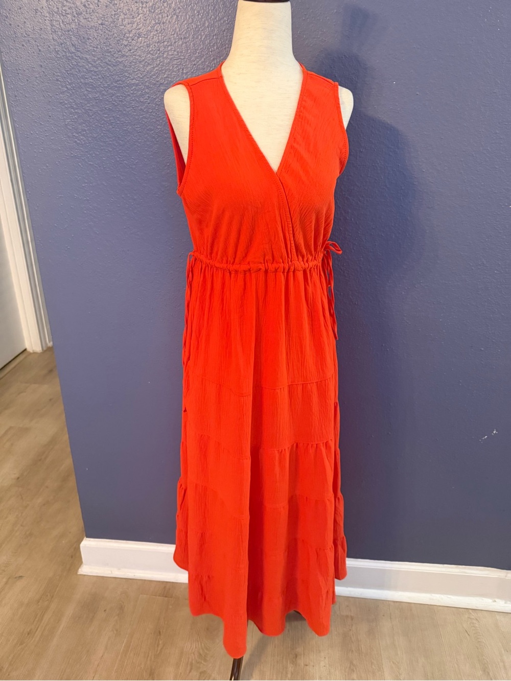 Max Studio Vibrant Orange Wrap Maxi Dress